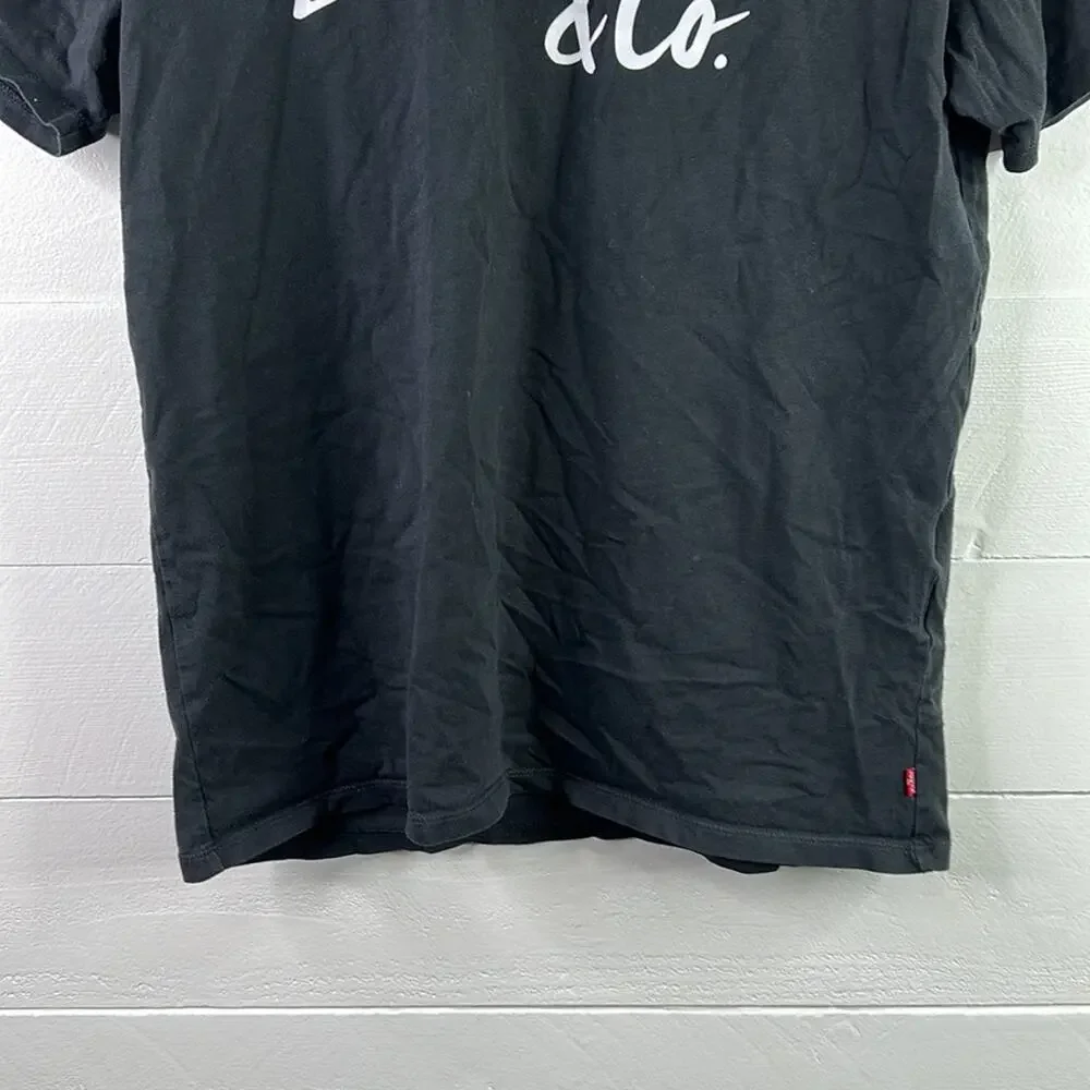 LEVI'S Levi Strauss Black White Logo Short Sleeve Cotton T Shirt Top Size Medium